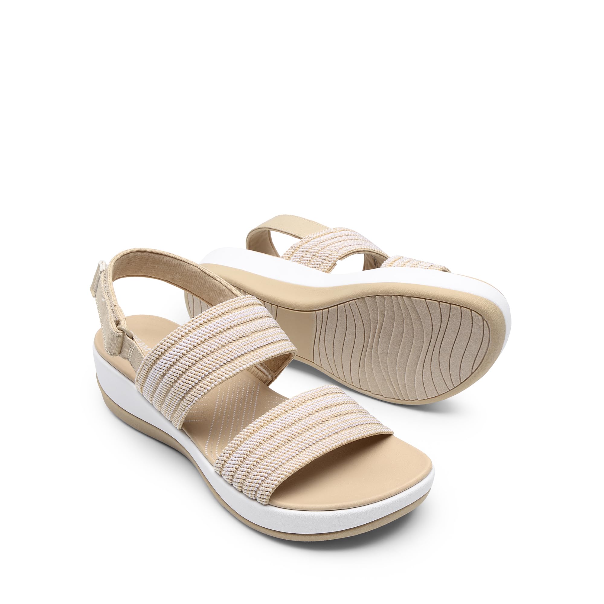 DREAM PAIRS Sandalias Deportivas Planos Mujer Zapatos de Tacón Cuña con Suela Ligera EVA Tranpirables para Paseo Playa Viaje