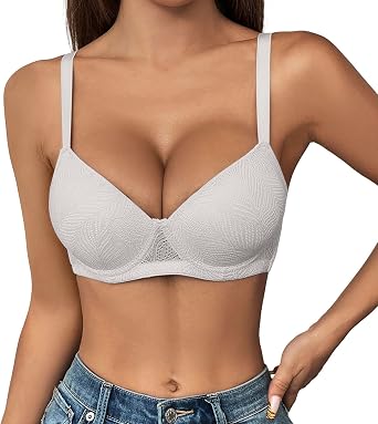 Women's Push Up Balconette Bra Demi Half Cup Lightly Padded Underwired Lace Bralatte Floral Padded Classic Everyday Bras Adjustable Straps Plain Smooth Comfortable Underwear