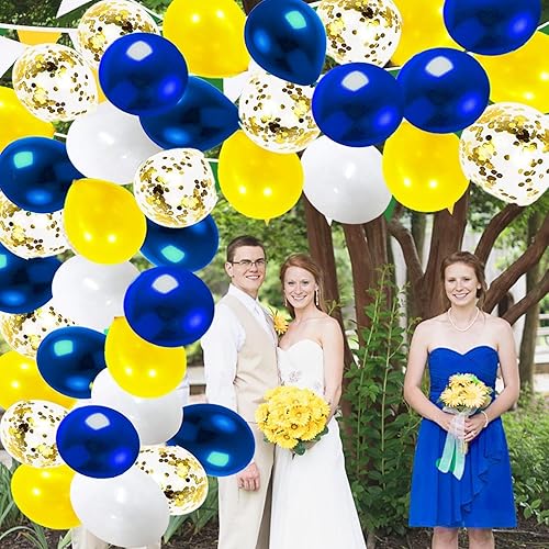 Miniatura 9 de Decoraciones de fiesta de graduación azul amarillo 2026/azul marino amarillo decoraciones de graduación globos 20 piezas/globos de