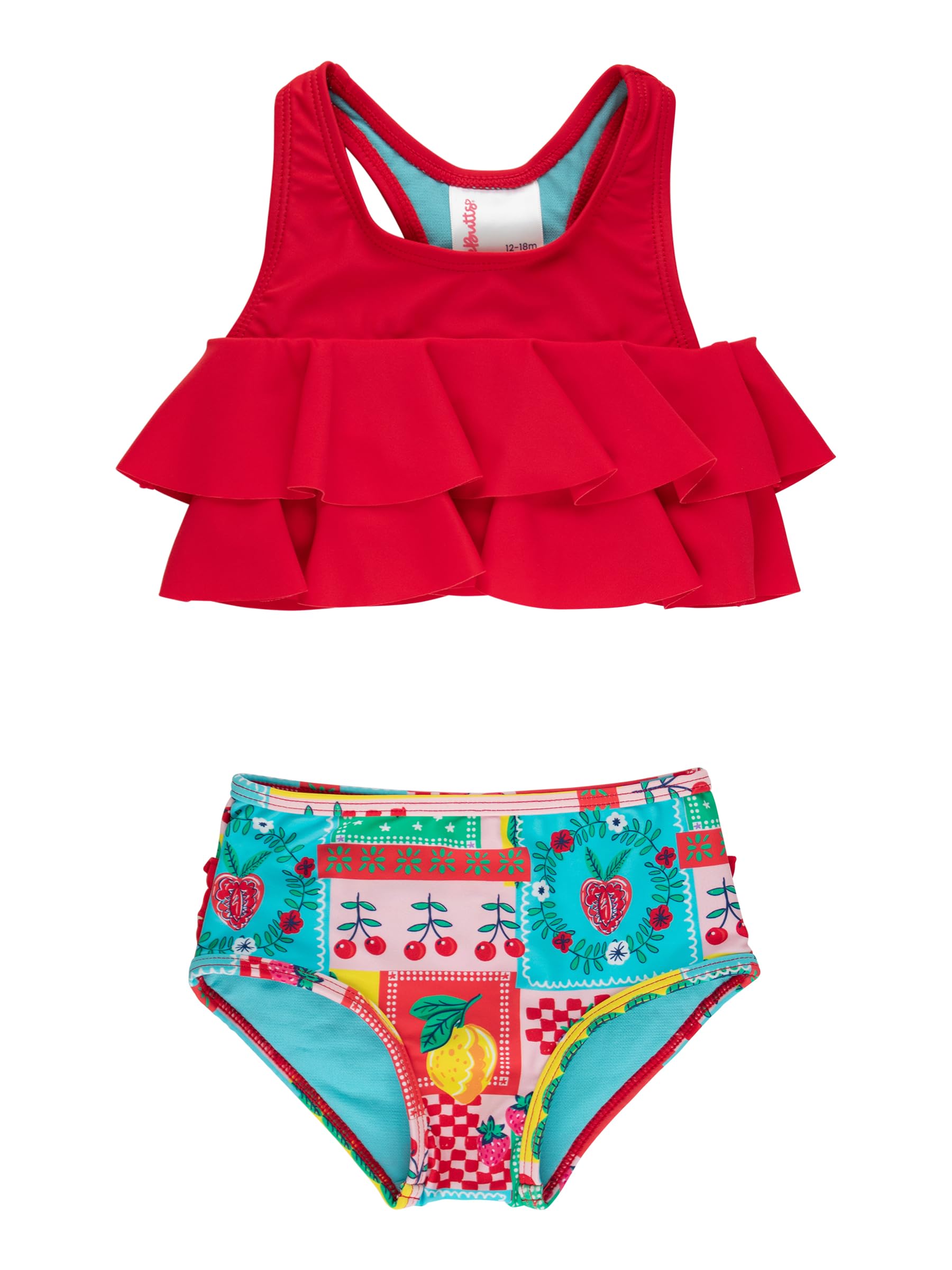 RuffleButts Girls UPF50+ Sun Protection Flounce Bikini Two Piece Swimsuit