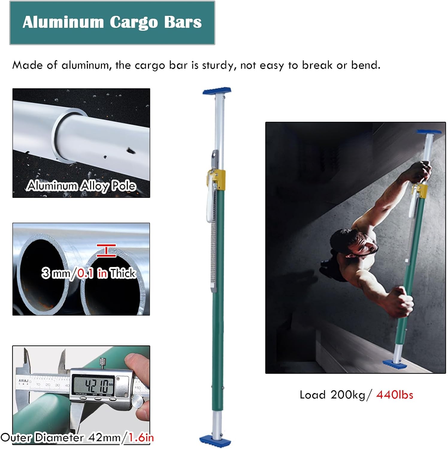 Cargo Stabilizer Bar,Ratcheting Cargo Holder.Adjustable Cargo Bar for Truck Bed - 2 Pack Heavy-Duty Aluminum Load Stabilizer, Ratcheting Design Fits Bed, Ideal for Trailers, Jeep, Reefers, C