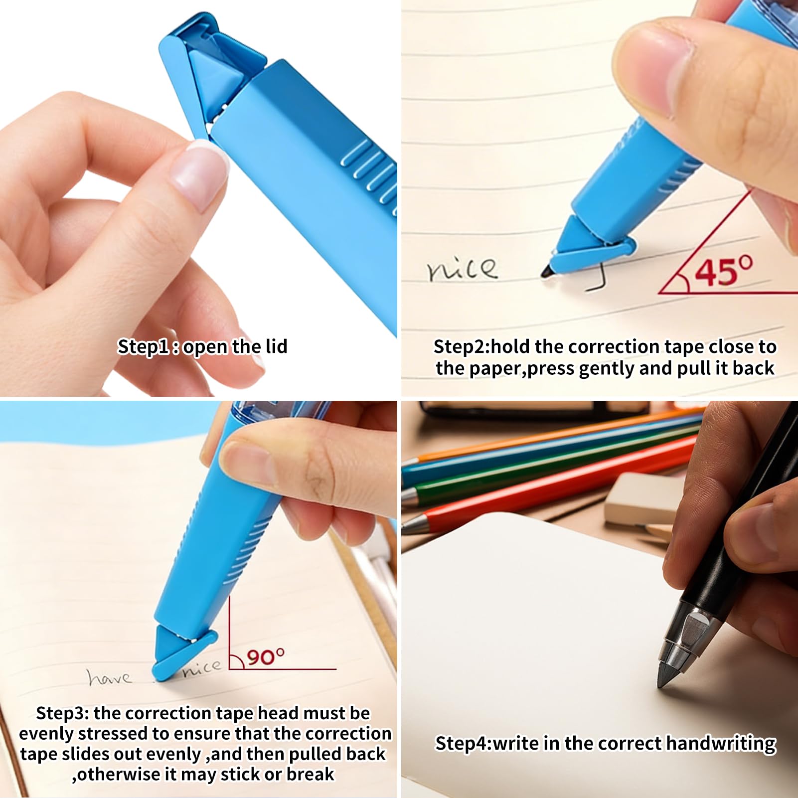 YMPEKA Lot de 5 stylos correcteurs de 6 m, séchage instantané, résistant à l'étirement, pas facile à casser, chaque ruban correcteur confortable application lisse pour les étudiants, l'école, le