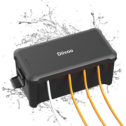 Diivoo Medium Weatherproof Extension Cord Cover, Outdoor Plug Protector Waterproof, Outdoor Extension Cord Box for Power Strip, Holiday Lights, Patio Heaters, Black
