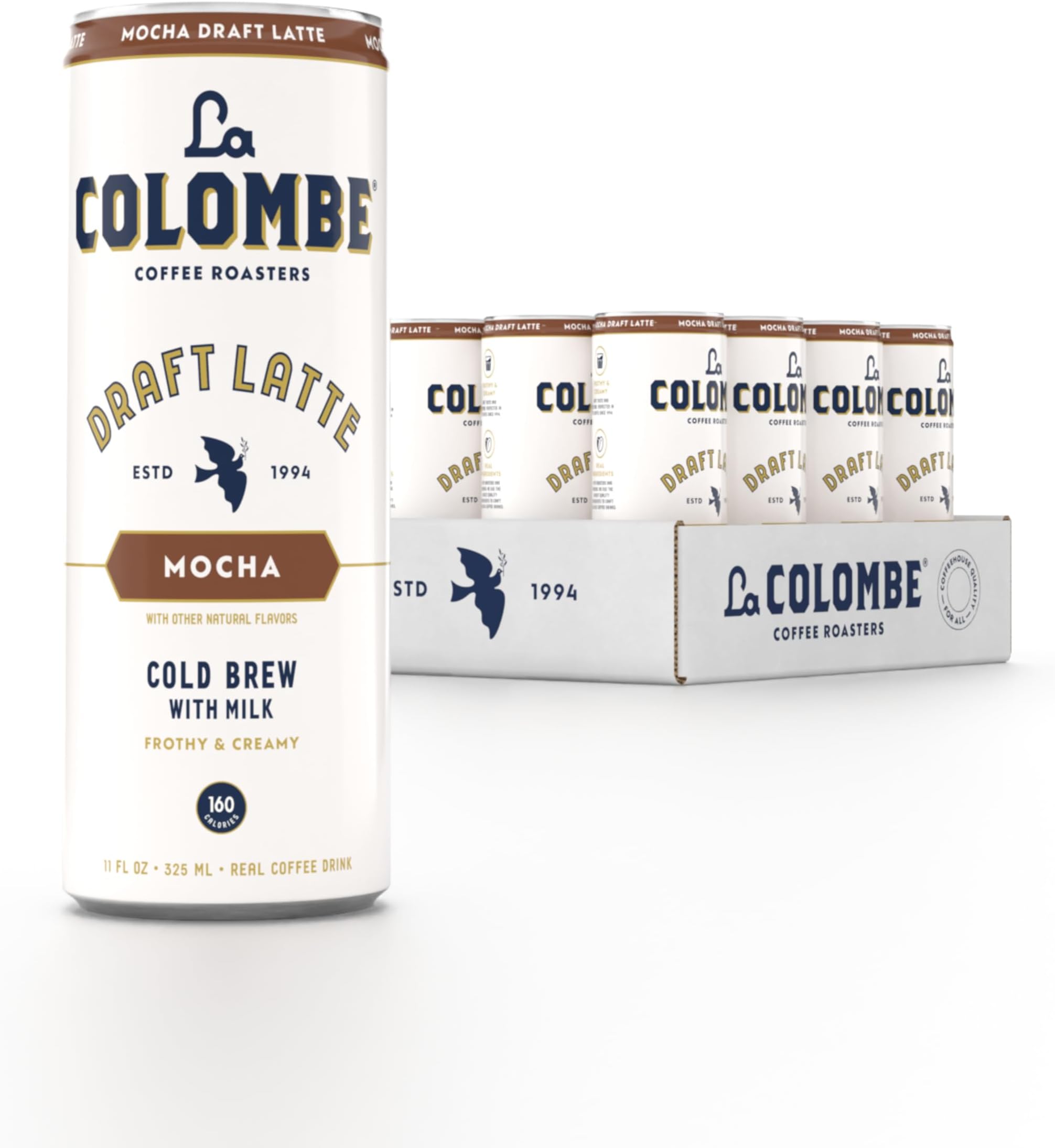La Colombe Coffee, Mocha Draft Latte, 11 fl oz Cans (Pack of 12), Coffeehouse Quality Cold Brew, Specialty Grade Coffee Beans, Ready-to-Drink On-the-Go