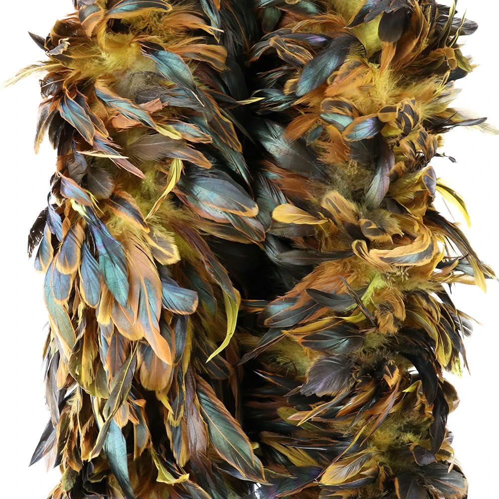 Guozif Yellow 2M Fluffy Rooster Feather Boa Trim Scarf Clothes Boas Wedding Decoration Accessoires