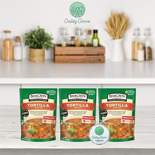 Miniatura 2 de Mezcla de sopa seca con solo añadir agua con tortilla Bear Creek Country Kitchens, paquete de 3, preempaquetada a granel, cocina en 10 minutos, 24