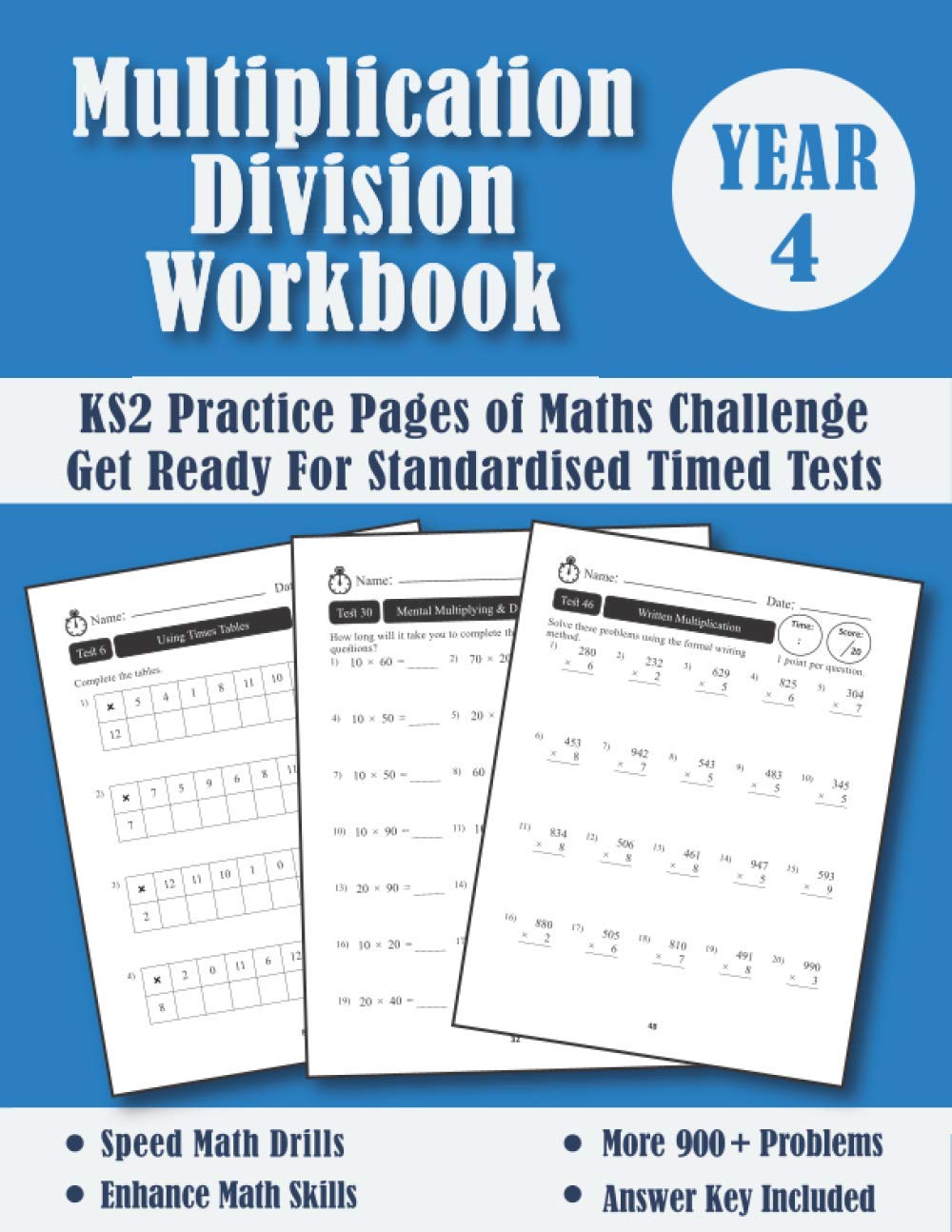 Year 4 Multiplication and Division - KS2 Maths Challenge: Practice Pages Of Timed Tests (With Answers) - New Y4 Maths Workbook - Ages 8-9 - Grade 3