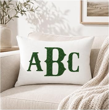 Personalized Embroidered Monogram Pillow, Custom Name Lumbar Pillow Cover Gift for Girls Couples Women, Customized Initial Throw Pillows with Names Decoration for Couch Bed