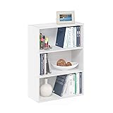 Furinno PASIR Book Shelf, 3-Tier Bookshelf, Storage Shelves Bookcase, 9.7 x 23.7 x 31.5, for Living Room, Bedroom, Home Office, Plain White Plain White 3-Tier
