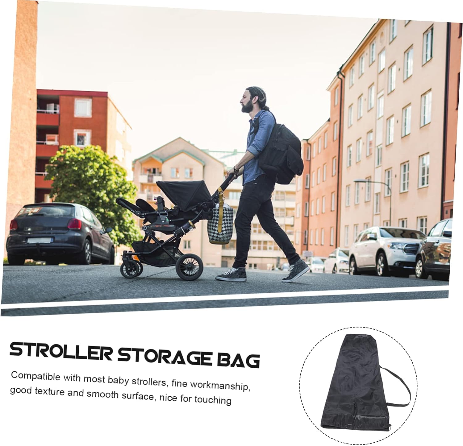 Stroller Travel Bag Heavy Duty Water Resistant Stroller Storage Cover with Inner Pocket for Airplane Gate Check Lightweight Protective Carry Bag for