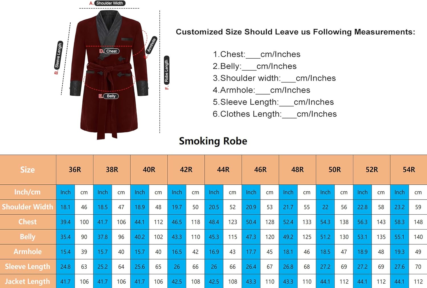 Men's Smoking Robe Long Velvet Blazer Double Breasted Jacket with Belt for Dinner Prom Cosplay