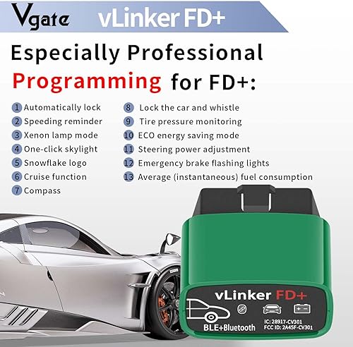 Miniatura 4 de Vgate vLinker FD+ (BT3.0BLE4.0) Escáner OBD2 para FORScan Herramienta de diagnóstico fijo Lector de código de coche para Android, iOS y Windows