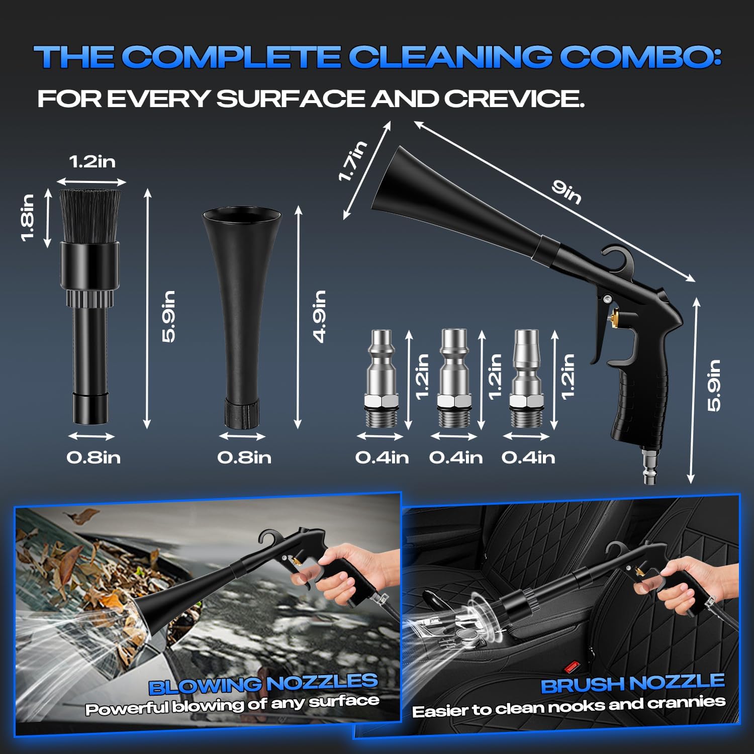 Car Cleaning Gun Detailing Interior Dryer Air Blow Gun, High Pressure Blower Gun, Car Detailing Kit Interior Cleaner, Car Detailing Tools for Car Quickly Blasts Dirt and Dust Works with Air