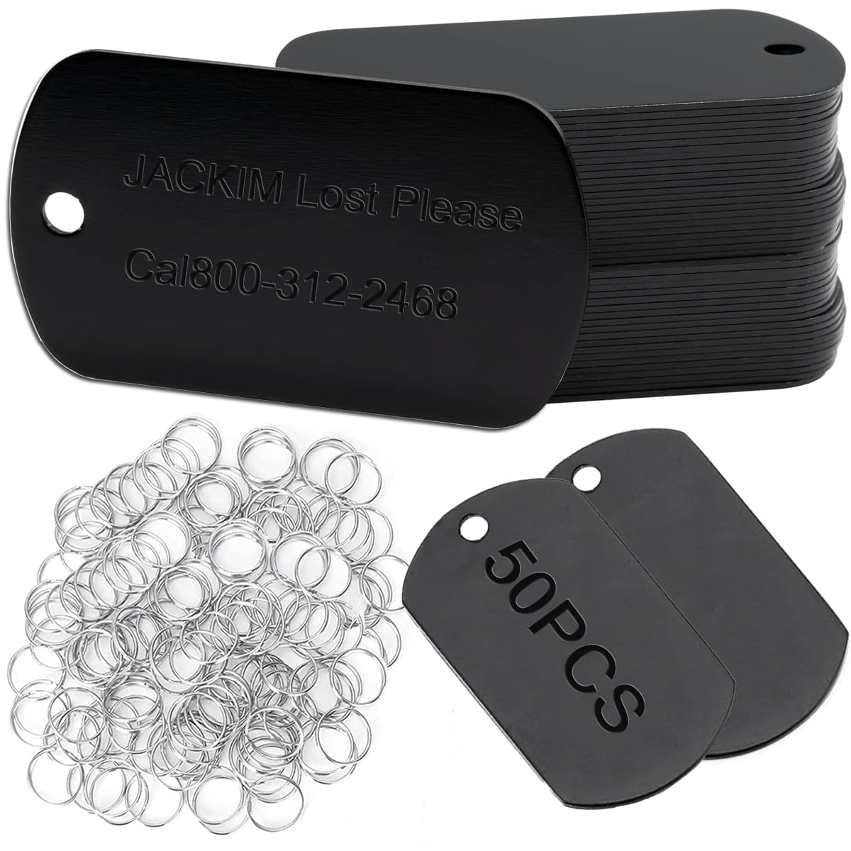 LOSYHUAluminum Engraving Blank Tags Set 50 Pcs Black Rectangle Aluminum Tag with Hanging Hole Double-Sided Stamping Engraving Tags Rectangle Blank Tag for DIY Decorative Crafts