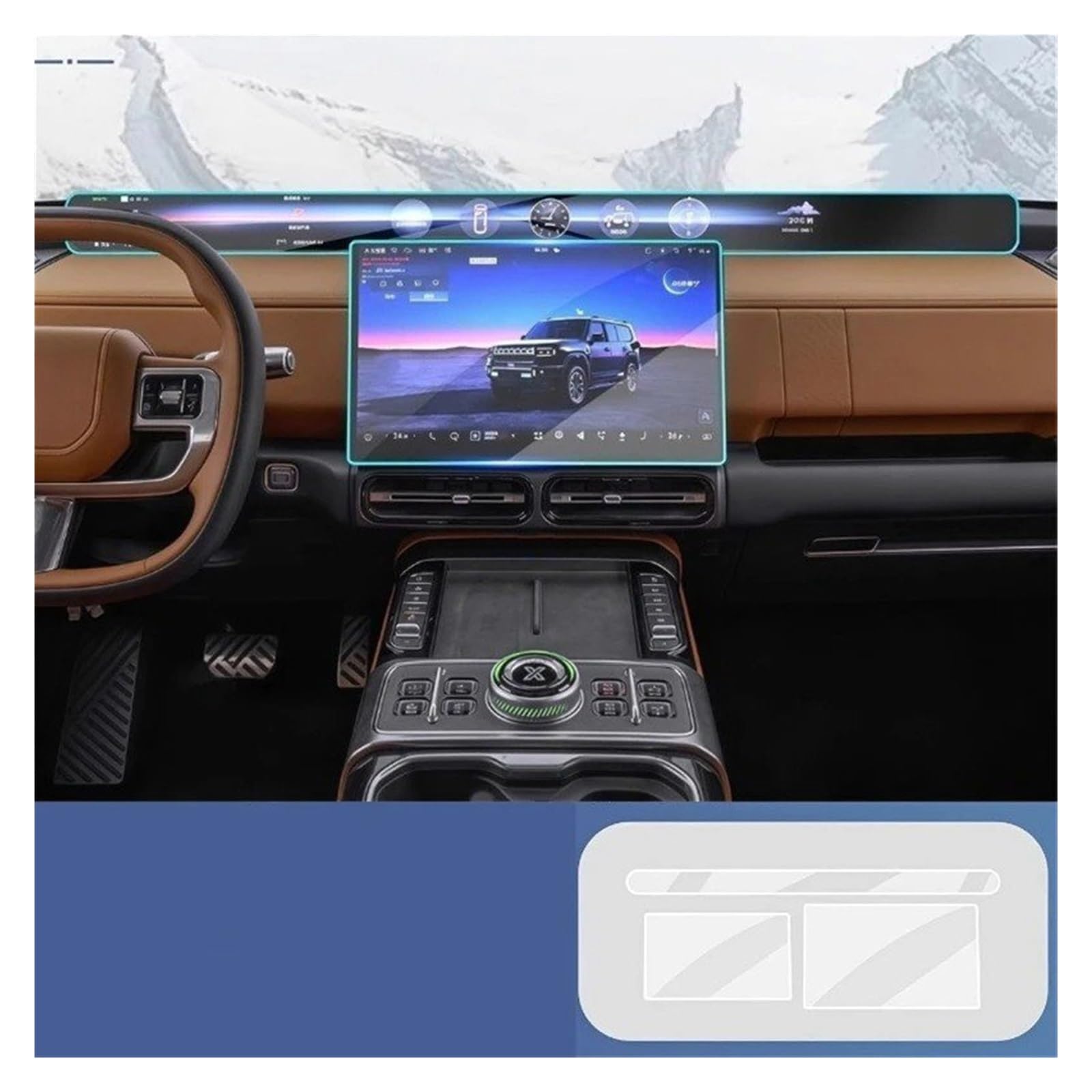 Pellicola per Display infotainment per Chery Jetour G700 2025 + Console Centrale Auto Cruscotto Navigazione GPS Schermo TV Posteriore Pellicola in Vetro temperato BFrosting 3 Pezzi