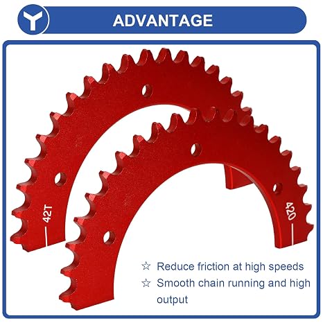 YOXUFA Go Kart Split Sprocket 420 Chain 42 Tooth Rear Mini Bike Sprocket for Predator 301cc 420cc 212cc 196cc 79cc 97cc 100cc 2.8hp 3.0hp 6.5hp 13hp Engine Aluminum Universal Powersports Parts