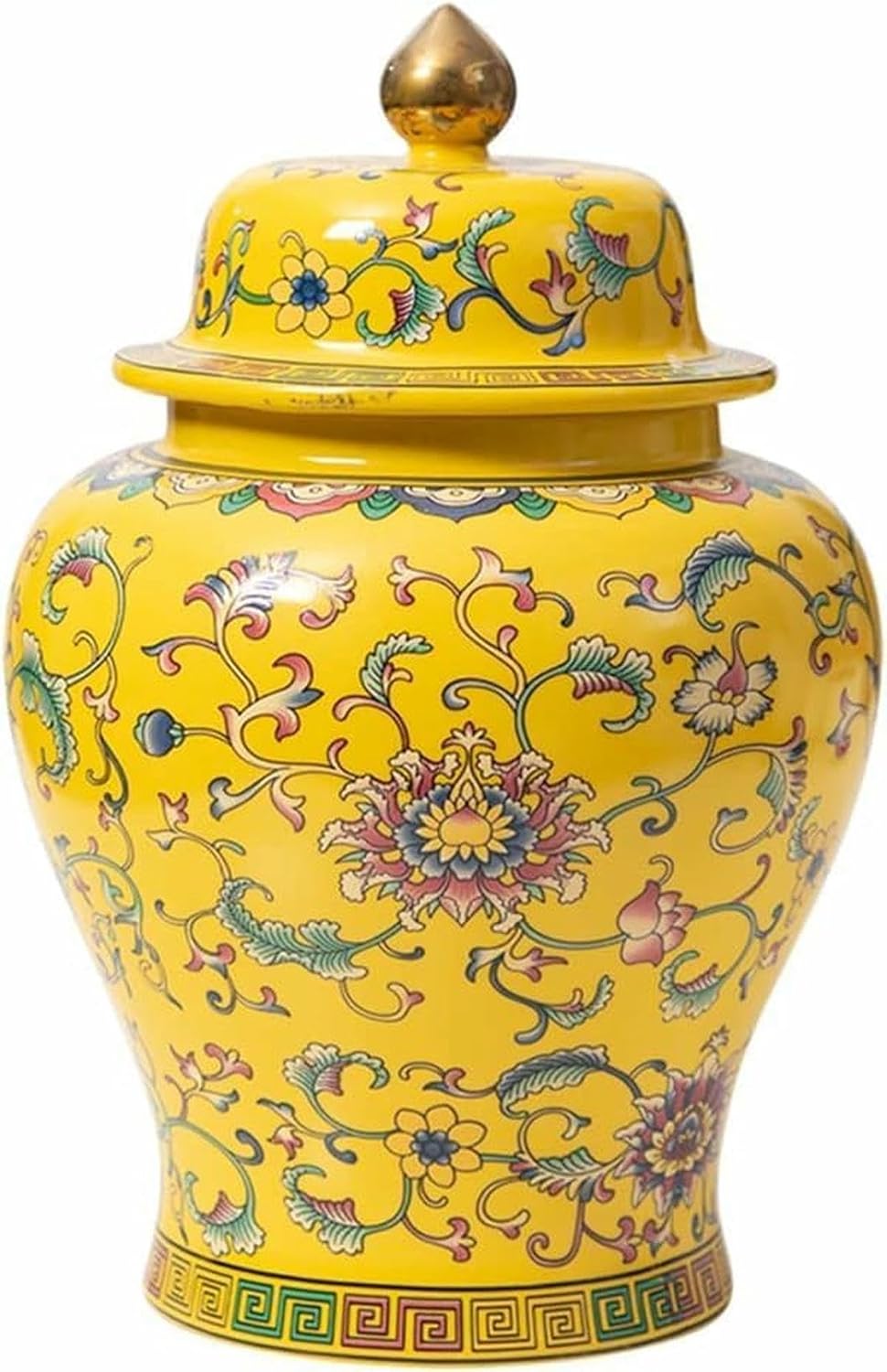 Ceramic Ginger Jar with Lid, Hand Drawn Vase for Home Decor, Chinese Style Temple Jar, Decorative Vase-