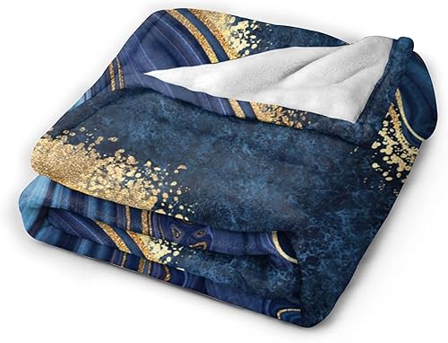 Miniatura 2 de Perinsto Manta de mármol pintado azul ultra suave y cálida para todas las estaciones, manta decorativa de forro polar para cama, silla, automóvil,