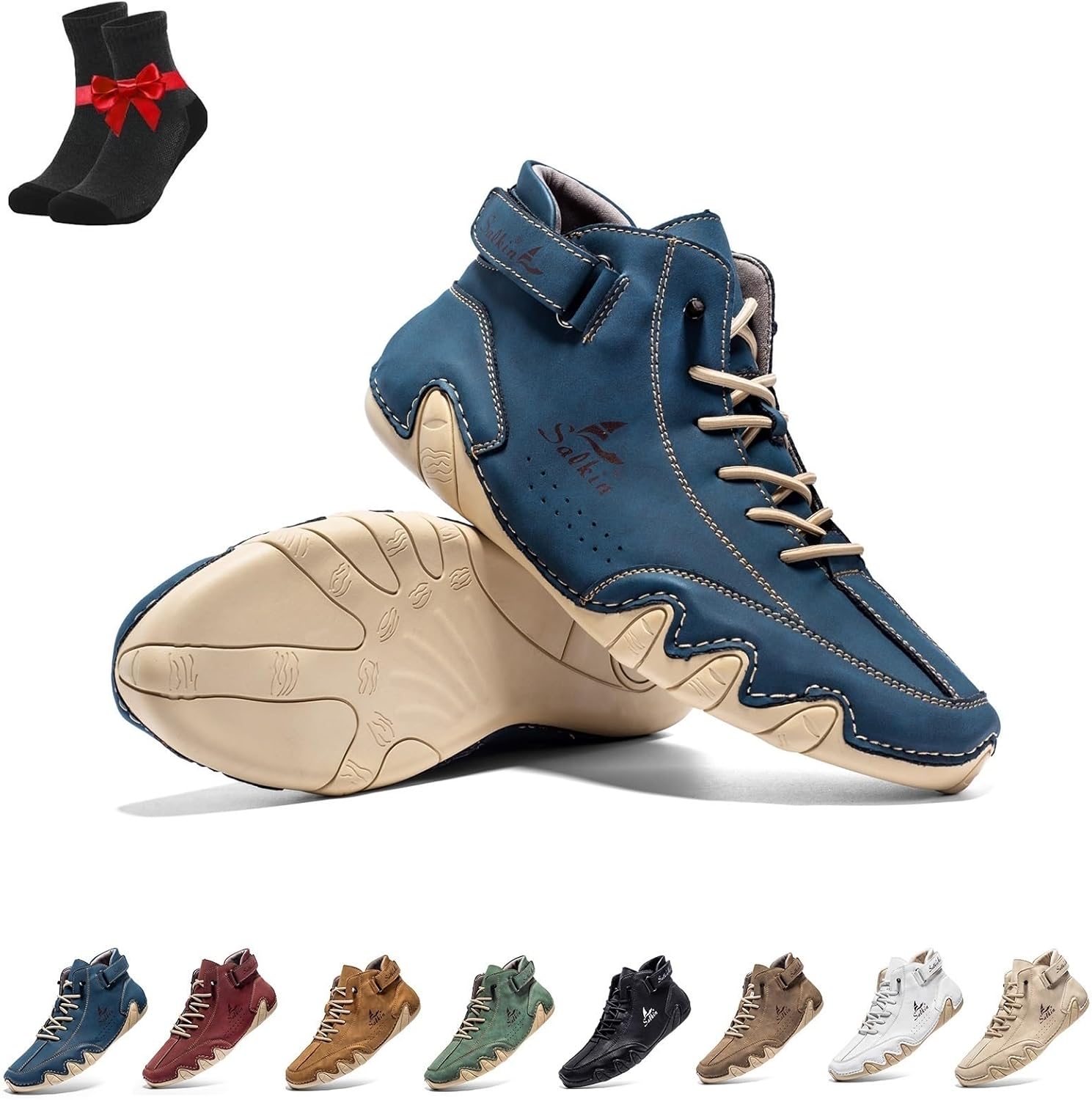 ベアフットブーツ 滑り止めベアフットシューズ、ユニセックススニーカー、レザースニーカー、人間工学に基づいたベアフットシューズ(Blu