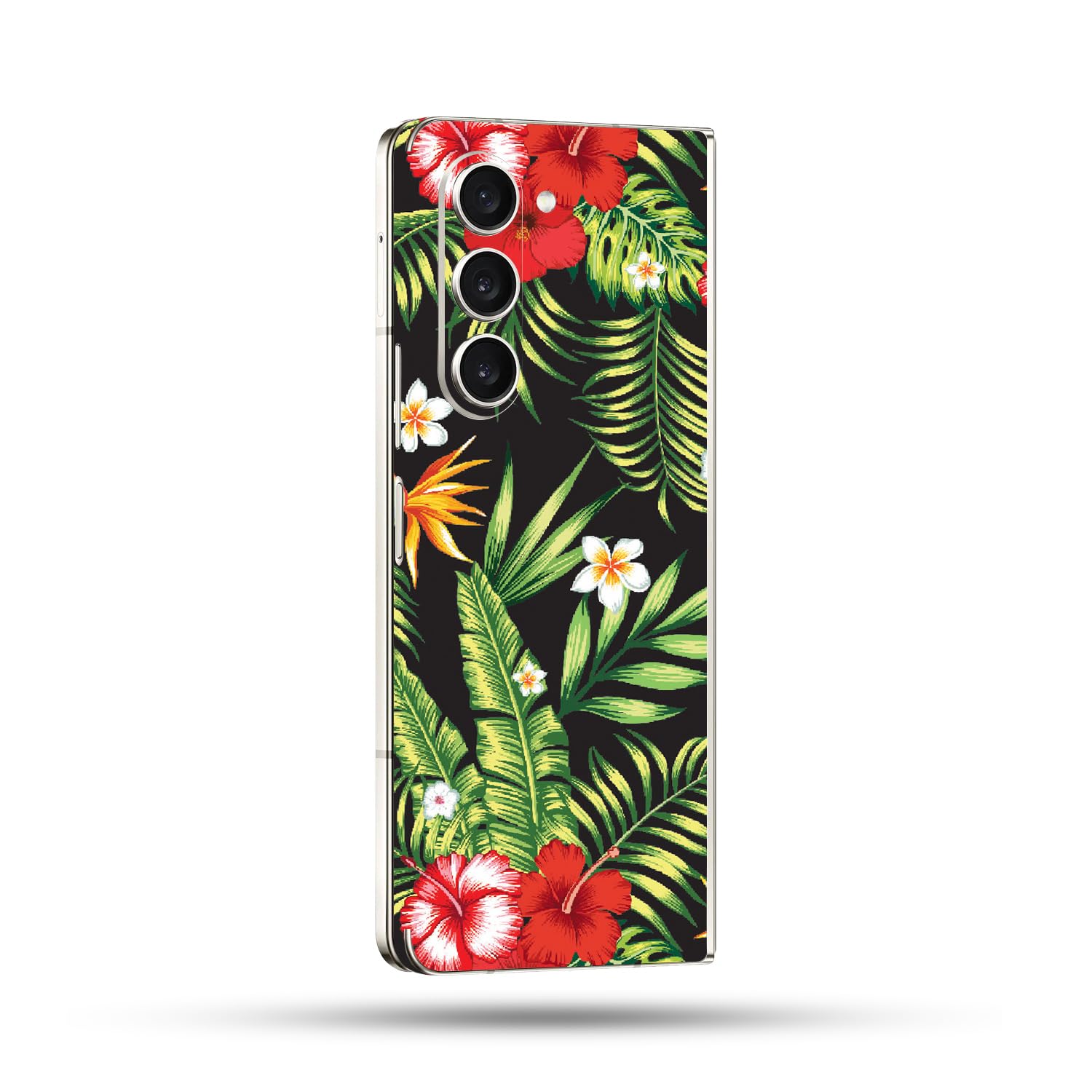 MightySkins Skin Compatible With Samsung Galaxy Z Fold 5 Full Wrap - Dark Hibiscus | Protective, Durable, and Unique Vinyl Decal wrap cover | Easy To Apply, Remove, and Change Styles | Made in the USA