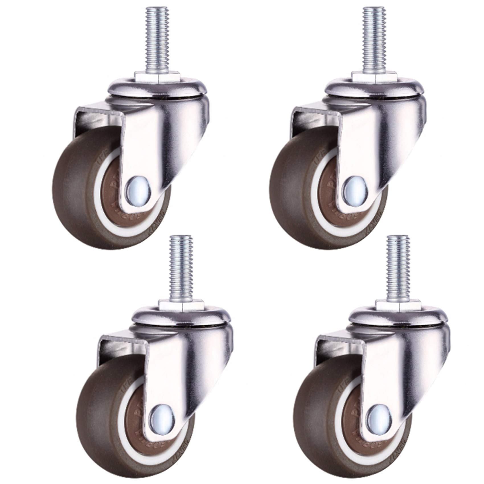 4pcs Furniture Casters Wheels,360 Degree Swivel Castors,Mute Castor Wheels with Brake,M6 x 15mm Threaded Stem Caster Wheels,for Furniture Table Shopping Cart Trolley(universal1.25inch)