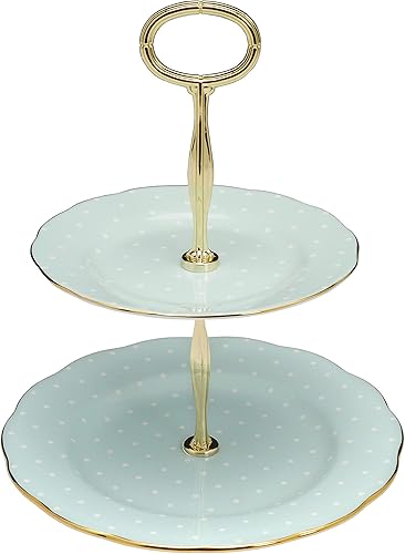 Miniatura 8 de Royal Albert Bandeja para Sándwiches de Porcelana Bone China Polka Rose, 11.5", Verde