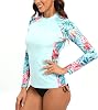 SURFEASY Womens Rash Guard Long Sleeve Sun Protection Quick-Drying Swimming Shirt Surf Shirt Swimming Swimwear