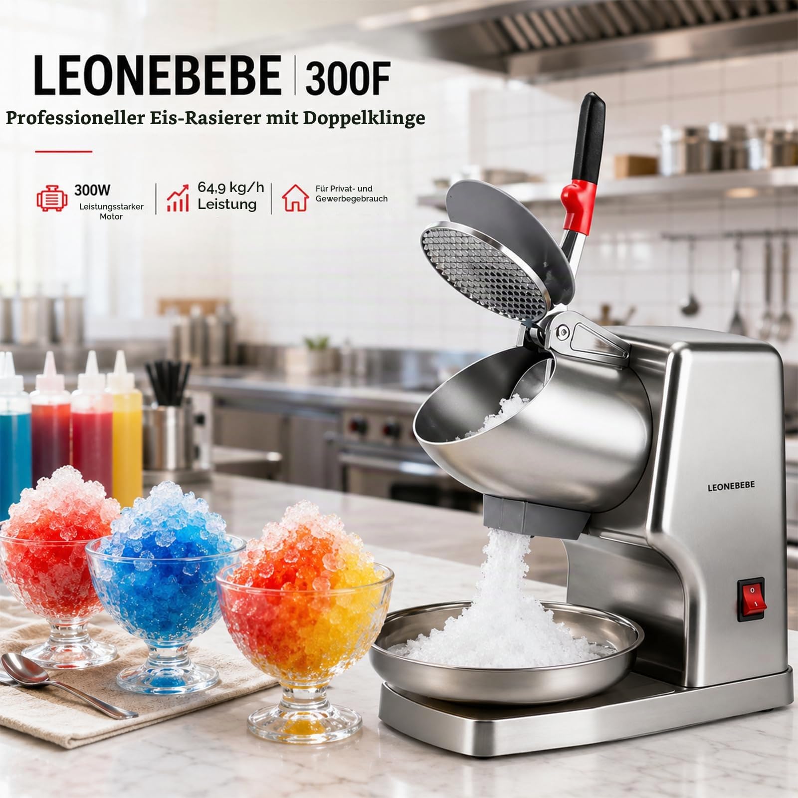 Elektrische Eisbrecher mit 2 Klingen, 65 kg/h, 300 W, 220V
