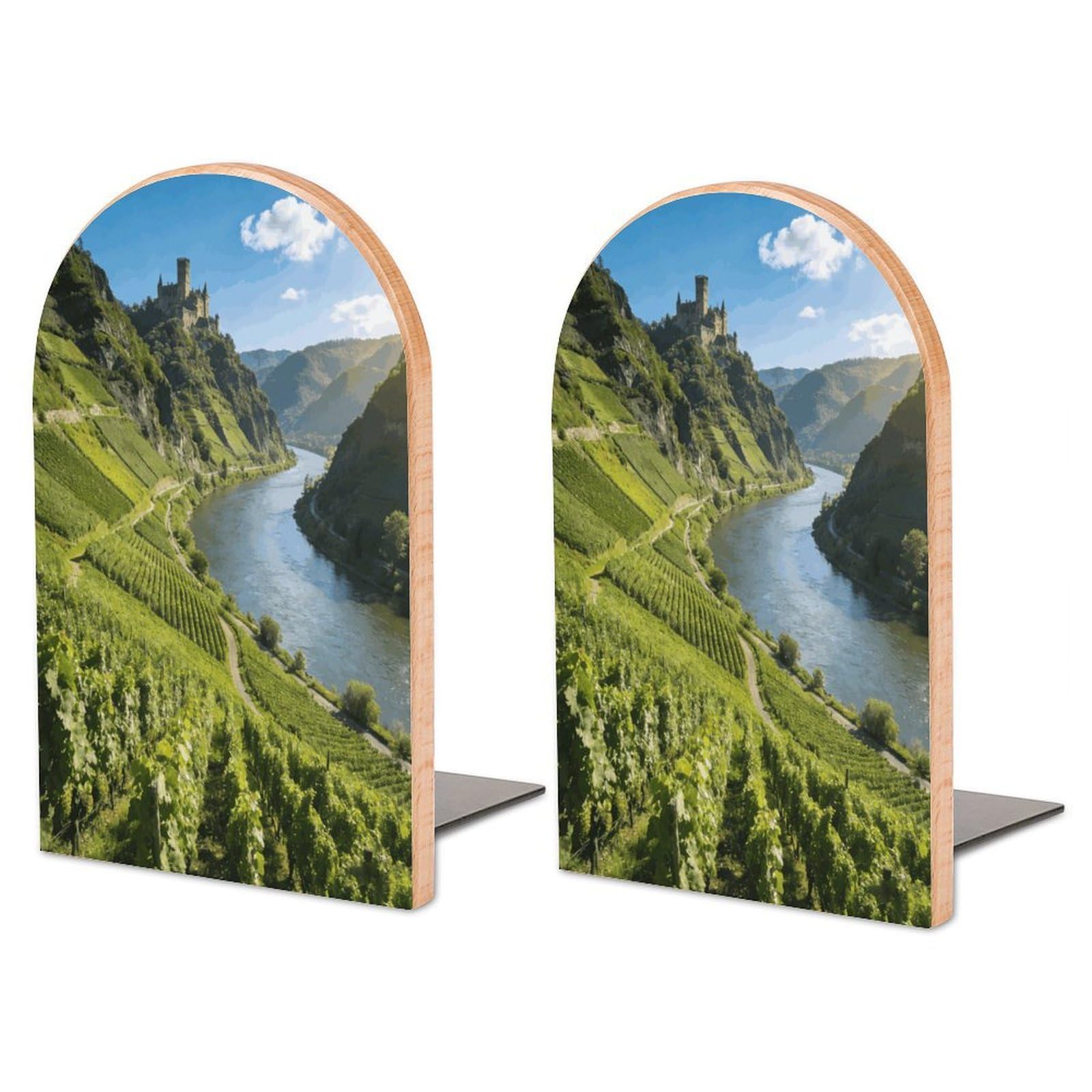 Sujetalibros decorativos de madera Mosella con soporte de metal de alta resistencia