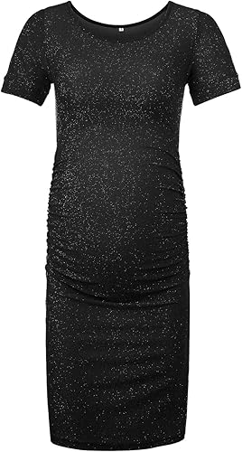 Miniatura 3 de KIM S Vestido de maternidad con purpurina para sesión de fotos, vestidos ajustados para baby shower o uso diario