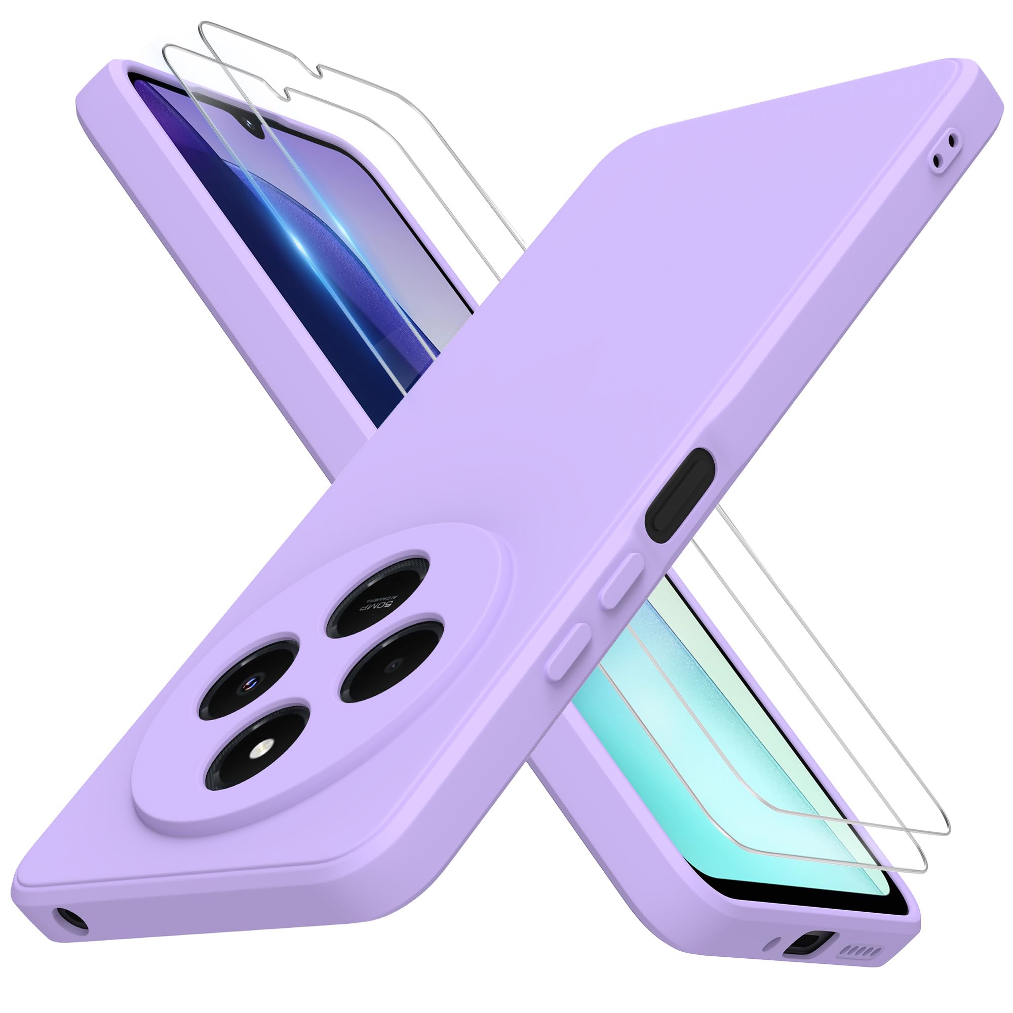 THIYUFUNS Hülle für Xiaomi Redmi 14C 4G Handyhülle mit 2 Stück Schutzfolie, TPU Silikon Liquid Silicone Dünne Weiche Stoßfest Case Schutzhülle für Xiaomi Redmi 14C 4G (6.88