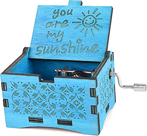 You are My Sunshine Wood Music Boxes,Laser Engraved Vintage Wooden Sunshine Musical Box Gifts for BirthdayChristmasValentine's Day (Black)