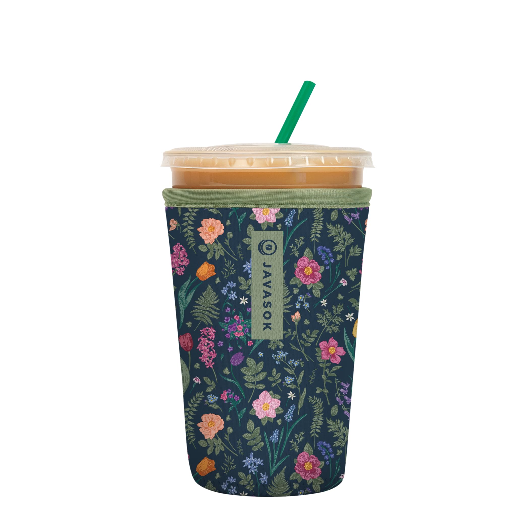 Sok It JavaSok Iced Coffee & Cold Soda Insulated Neoprene Cup Sleeve (Spring Noir, Medium: 22-28oz)