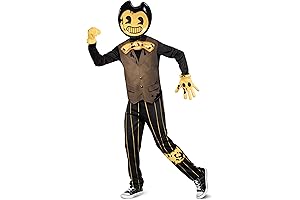 Boys Bendy Costume, Exquisite Official Bendy and The Dark Revival Costumes with Mask and Bowtie