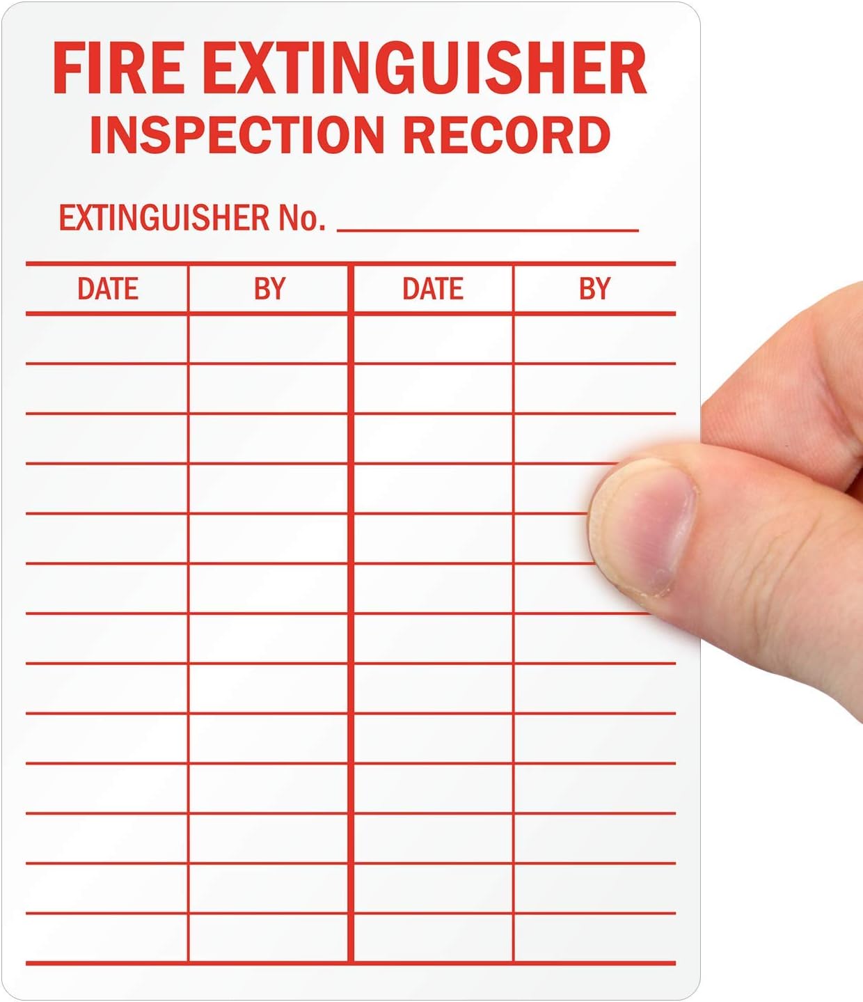 SmartSign "Fire Extinguisher Inspection Record" Label | 3.5" x 5" Laminated Vinyl Sticker, Made in USA