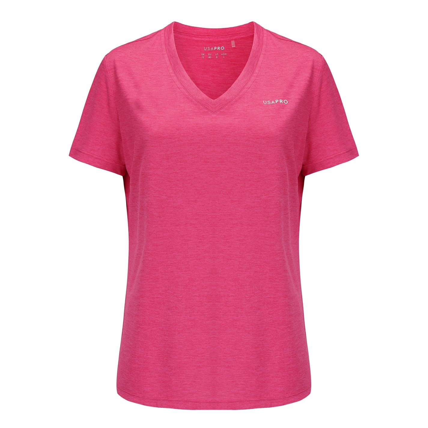 Usa Pro Women's Tech V-Neck T Shirt Bright Pink Size 14