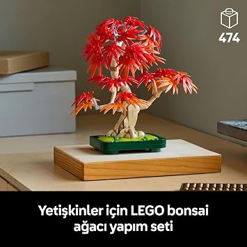 LEGO Botanicals Japon Kırmızı Akçaağaç Bonsai Ağacı 10348 - Kırmızı ve Kehribar Sarısı Yapraklara Sahip Yapay Bitki İçeren Sevgililer Günü'ne Özel Model Yapım Seti (474 Parça)
