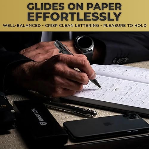 Miniatura 9 de BASTION Bolígrafo de acción de perno delgado de alta calidad, punta fina de aluminio ultraligero para firma y escritura precisas y elegantes,
