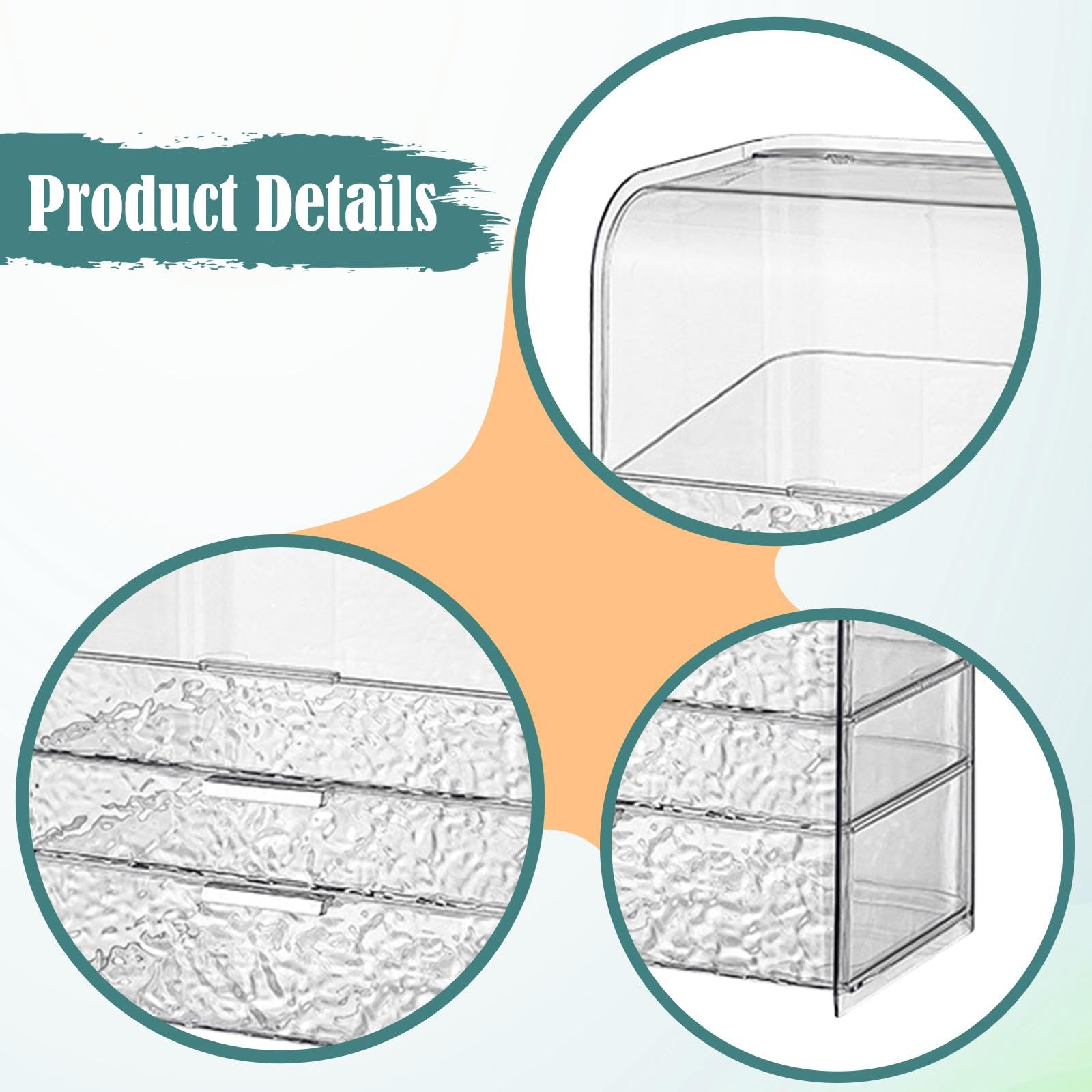 Organisateur de Maquillage, Vitrine Cosmétique, Transparente, 3 Couches, à Assembler, Boîte de Rangement Cosmétique pour Rouge à Lèvres, Coiffeuse, Clair, avec Un Couvercle
