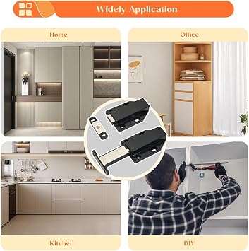 4 Pack Push to Open Door Latch, Magnetic Push Latches, Touch Latch Hardware for Cabinet Drawer, Wardrobe Door, Black