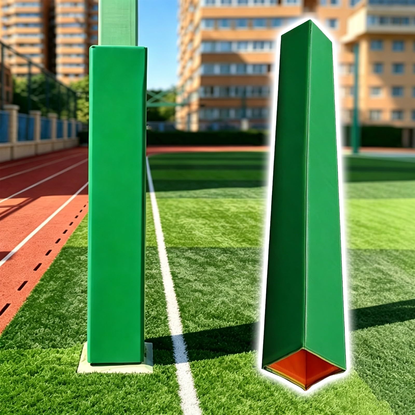 SRNSAEB Basketball Pole Padding Square Fit 5x5 10x10 15x15 20x20 25x25 CM, All-Weather Pad to Wrap Around Poles On All Sides, Basement & Garage Post Column Pads(Green H 180cm/6',8x8cm/3x3in)