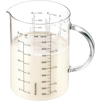 Tescoma Delicia Glass Measuring Cup 1 Litre Made of Heat-resistant | Large glass measuring cup with handle and pourer, suitab