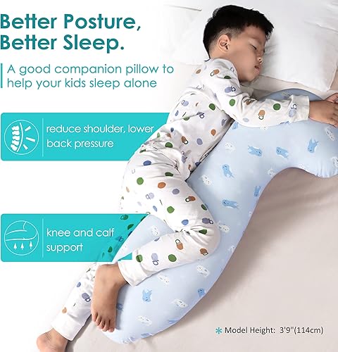 Miniatura 10 de BYRIVER Mini almohada corporal de contorno de 32 pulgadas para niños, adolescentes, niñas, niños, almohada para dormir de lado, almohada para