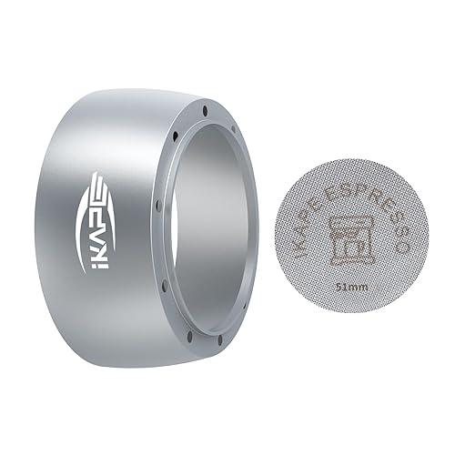 Miniatura 21 de IKAPE Juego de Embudo Dosificador Magnético, Anillo Dosificador de Espresso de 53MM y Filtro de Taza Compatible con Portafiltro Delonghi de 54MM Sin