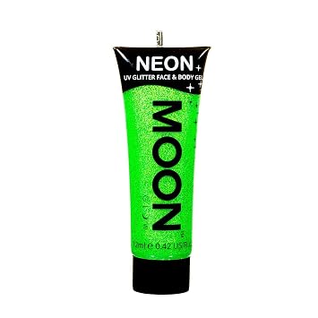 Moon Glow - Neon UV Glitter Face & Body Gel - 0.42oz Green Glitter Face Paint