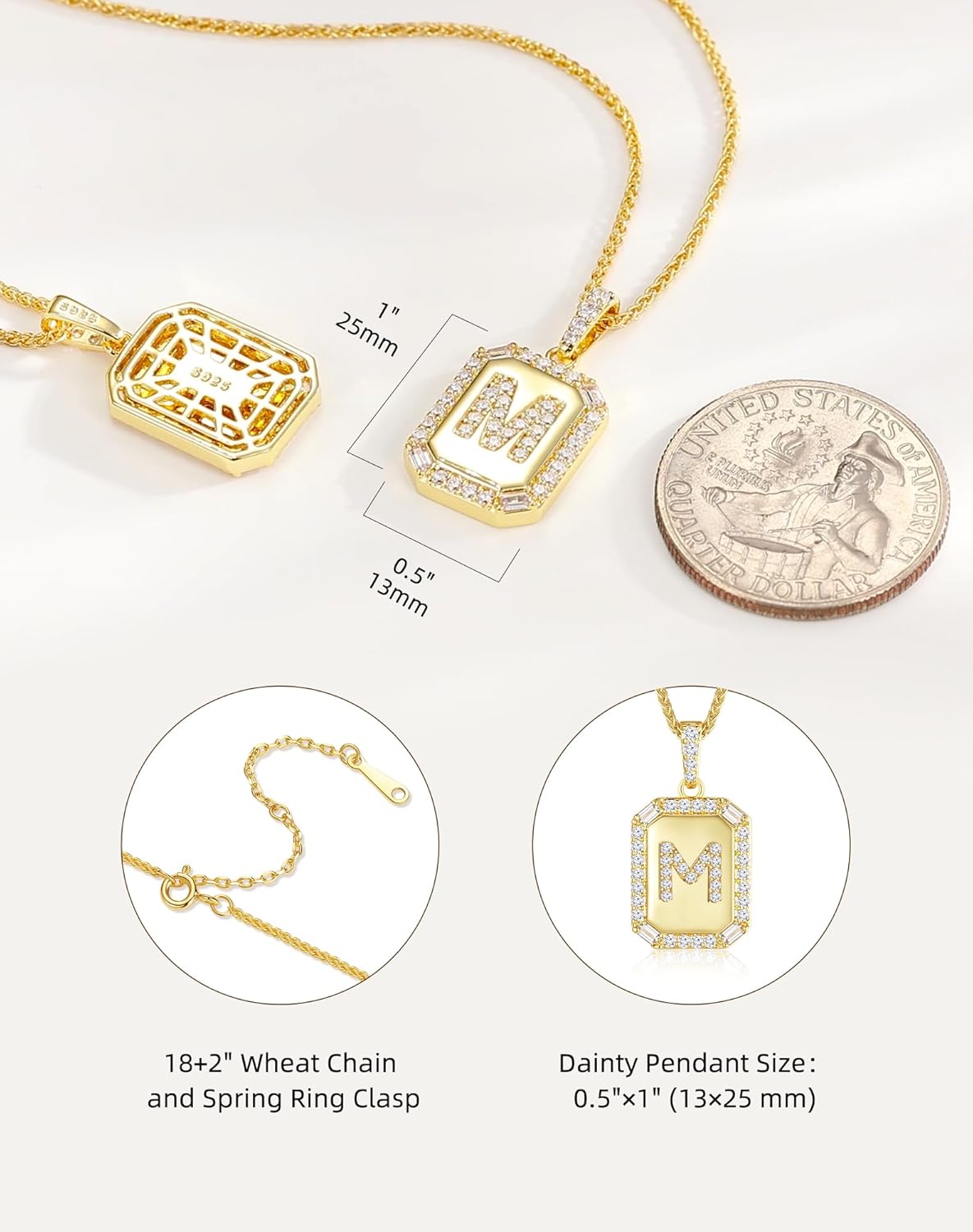 Peeshow 18k Gold Initial Necklaces for Women, Dainty Letter Pendant Chain Necklace, Gold Womens Jewelry Trendy, Gifts for Women Her Wife Mom Daughters on Anniversary Birthday