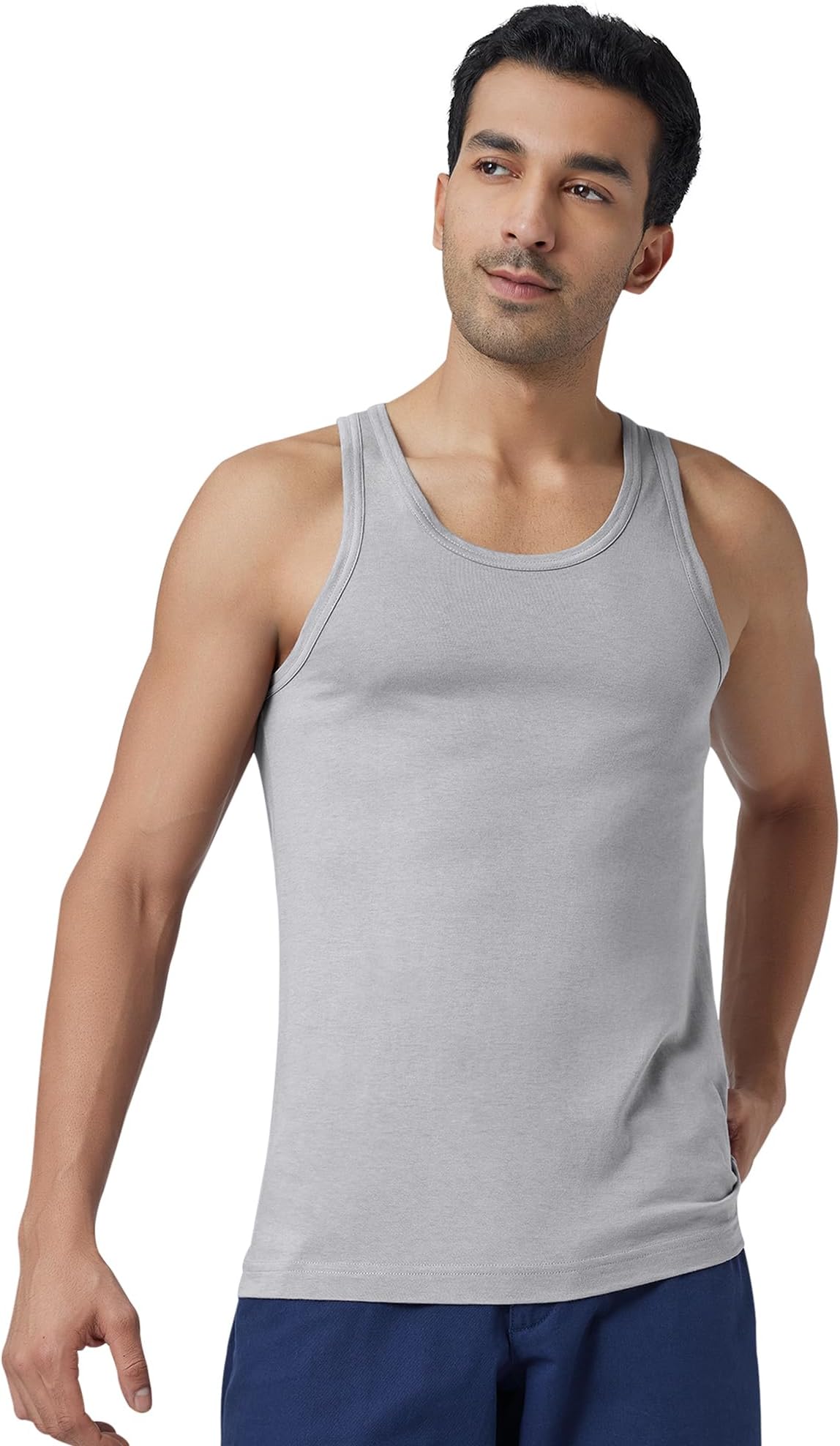 Men's Ace Cotton Modal Regular Fit Solid Round Neck Vest | Antimicrobial, Moisture Wicking, Lightweight Vest with Tag free comfort
