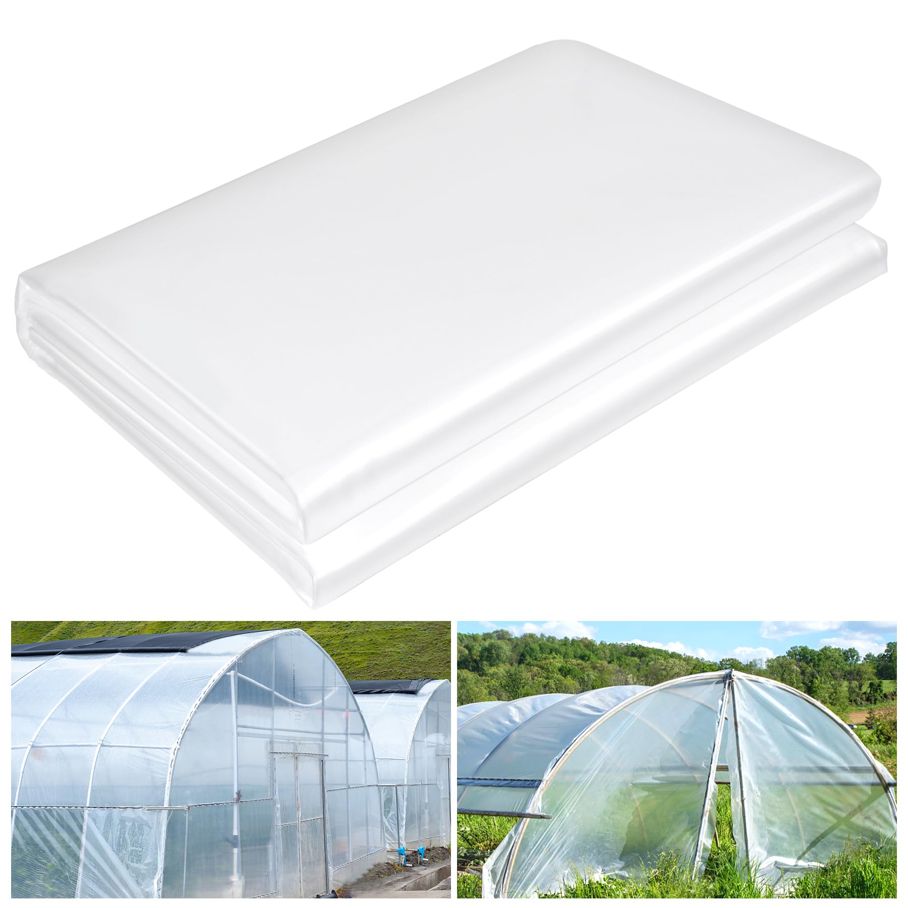 Lámina de plástico transparente para invernadero de 10 x 26 pies, película de polietileno de 6 mil, resistente, resistente al agua, sol, heladas, viento, polvo, cubierta de plástico para agricultura,