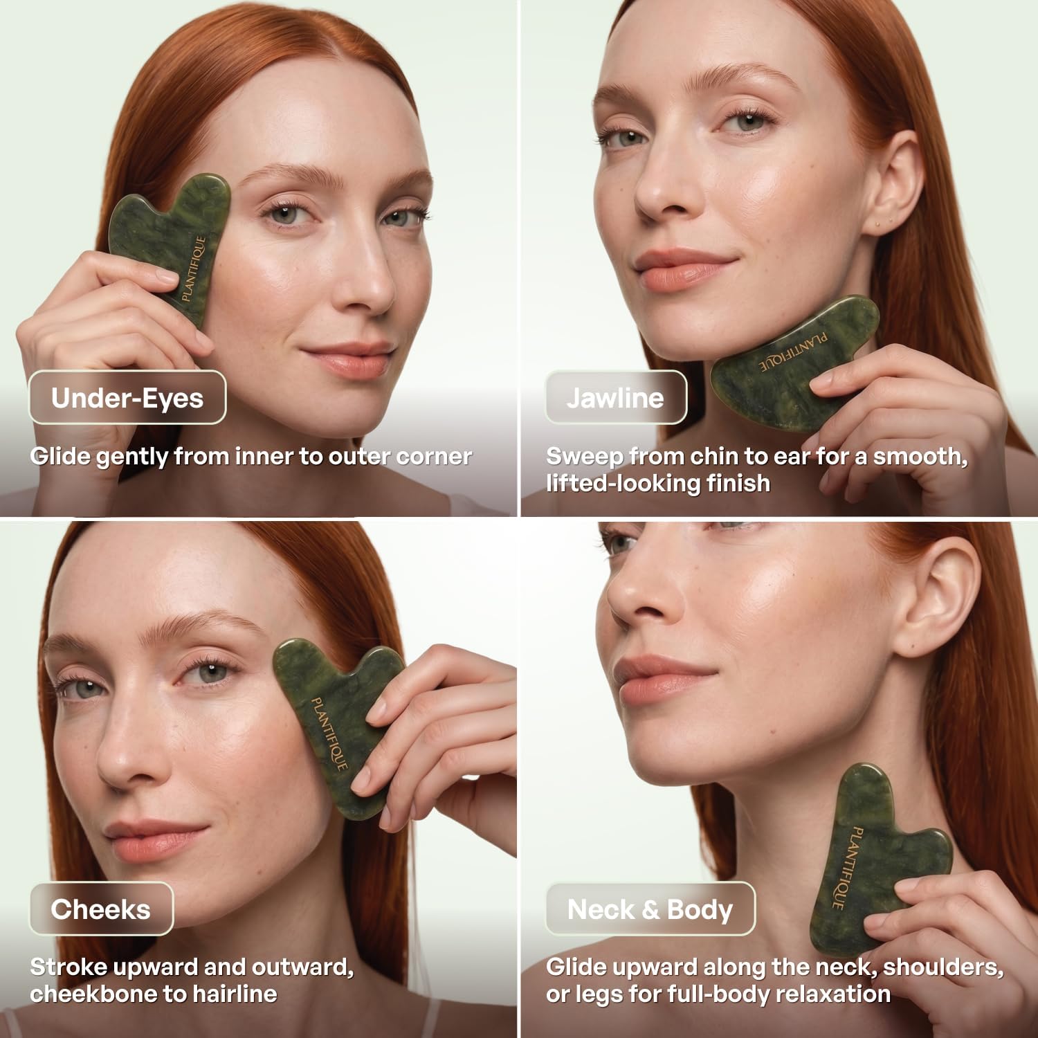 PLANTIFIQUE Gua Sha Facial Tools | Gifts | Massage Tool | Jawline Sculptor | Face Sculpting Tool for Your Skin Care Routine | Jade Guasha