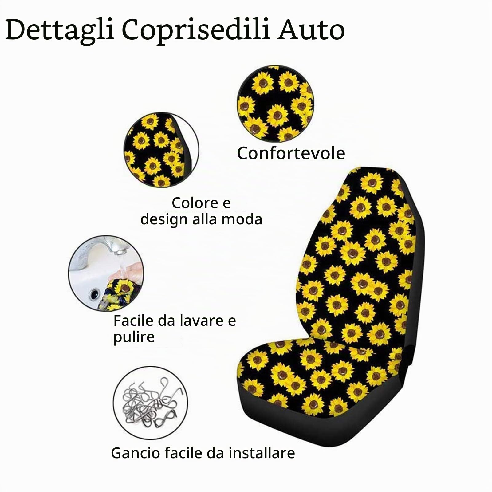 Binienty Galaxy Wolf Coprisedi Auto per davanti e dietro, Set di 4 pezzi, Tessuto elasticizzato protegge i sedili da sporco e graffi, adatto per la maggior parte dei veicoli